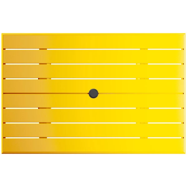Lancaster Table & Seating 32" X 48" Yellow Powder-Coated Aluminum Dining Height Outdoor Table With Umbrella Hole 3 Lancaster Table & Seating 32" X 48" Yellow Powder-Coated Aluminum Dining Height Outdoor Table With Umbrella Hole - Image 3