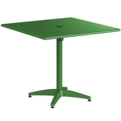 Lancaster Table & Seating 36" X 36" Green Powder-Coated Aluminum Standard Height Outdoor Table With Umbrella Hole And 4 Arm Chairs -Zown Shop 2310172