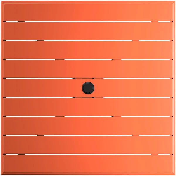 Lancaster Table & Seating 36" X 36" Orange Powder-Coated Aluminum Dining Height Outdoor Table With Umbrella Hole 3 Lancaster Table & Seating 36" X 36" Orange Powder-Coated Aluminum Dining Height Outdoor Table With Umbrella Hole - Image 3