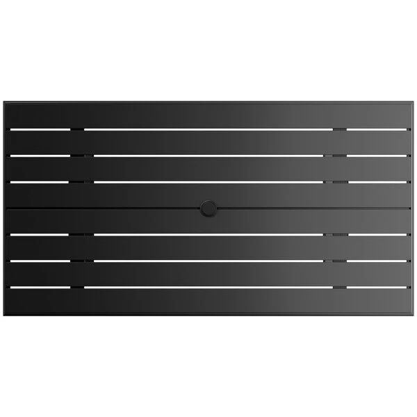 Lancaster Table & Seating 32" X 60" Black Powder-Coated Aluminum Dining Height Outdoor Table With Umbrella Hole 3 Lancaster Table & Seating 32" X 60" Black Powder-Coated Aluminum Dining Height Outdoor Table With Umbrella Hole - Image 3