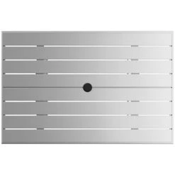 Lancaster Table & Seating 32" X 48" Silver Powder-Coated Aluminum Dining Height Outdoor Table With Umbrella Hole -Zown Shop 2310982