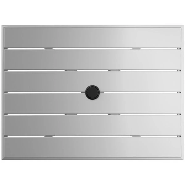 Lancaster Table & Seating 24" X 32" Silver Powder-Coated Aluminum Dining Height Outdoor Table With Umbrella Hole And 2 Arm Chairs 5 Lancaster Table & Seating 24" X 32" Silver Powder-Coated Aluminum Dining Height Outdoor Table With Umbrella Hole And 2 Arm Chairs - Image 5