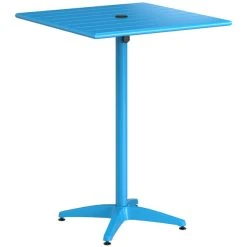 Lancaster Table & Seating 32" X 32" Blue Powder-Coated Aluminum Bar Height Outdoor Table With Umbrella Hole And 4 Barstools 8 Lancaster Table & Seating 32" X 32" Blue Powder-Coated Aluminum Bar Height Outdoor Table With Umbrella Hole And 4 Barstools -Zown Shop 2310993