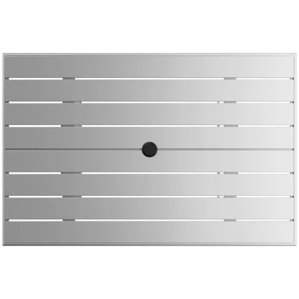 Lancaster Table & Seating 32" X 48" Silver Powder-Coated Aluminum Dining Height Outdoor Table With Umbrella Hole And 4 Side Chairs 5 Lancaster Table & Seating 32" X 48" Silver Powder-Coated Aluminum Dining Height Outdoor Table With Umbrella Hole And 4 Side Chairs - Image 5