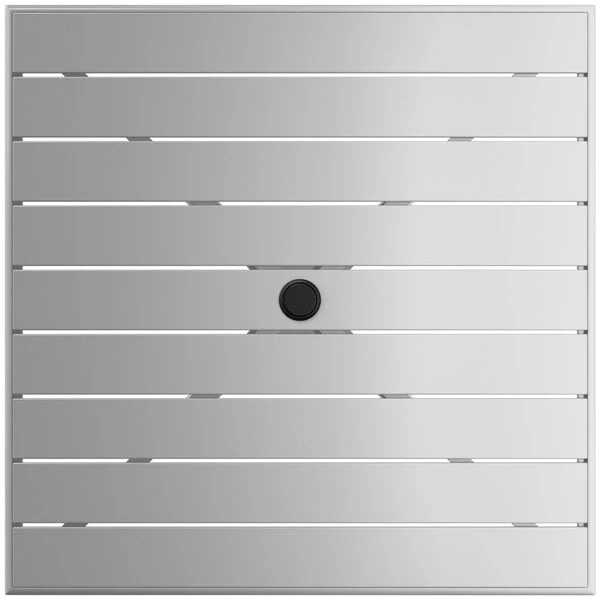 Lancaster Table & Seating 36" X 36" Silver Powder-Coated Aluminum Dining Height Outdoor Table With Umbrella Hole And 4 Side Chairs 5 Lancaster Table & Seating 36" X 36" Silver Powder-Coated Aluminum Dining Height Outdoor Table With Umbrella Hole And 4 Side Chairs - Image 5