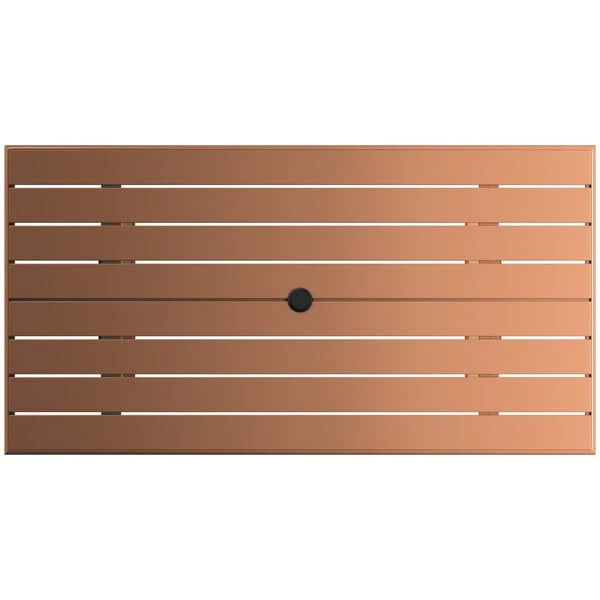 Lancaster Table & Seating 32" X 60" Brown Powder-Coated Aluminum Dining Height Outdoor Table With Umbrella Hole 3 Lancaster Table & Seating 32" X 60" Brown Powder-Coated Aluminum Dining Height Outdoor Table With Umbrella Hole - Image 3