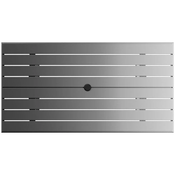 Lancaster Table & Seating 32" X 60" Gray Powder-Coated Aluminum Dining Height Outdoor Table With Umbrella Hole 3 Lancaster Table & Seating 32" X 60" Gray Powder-Coated Aluminum Dining Height Outdoor Table With Umbrella Hole - Image 3