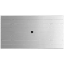 Lancaster Table & Seating 32" X 60" Silver Powder-Coated Aluminum Dining Height Outdoor Table With Umbrella Hole -Zown Shop 2311585