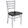BFM Seating Lima Silver Mist Steel Side Chair With Black Wooden Seat