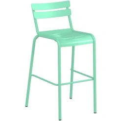 Lancaster Table & Seating 32" X 32" Seafoam Powder-Coated Aluminum Bar Height Outdoor Table With Umbrella Hole And 4 Barstools -Zown Shop 2312986