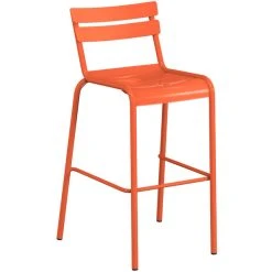 Lancaster Table & Seating 32" X 32" Orange Powder-Coated Aluminum Bar Height Outdoor Table With Umbrella Hole And 4 Barstools -Zown Shop 2312987
