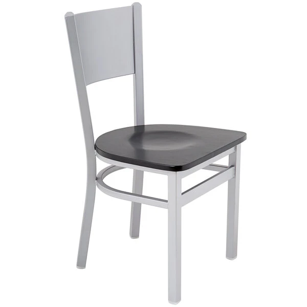 BFM Seating Axel Silver Mist Steel Side Chair With Black Wood Seat 2 BFM Seating Axel Silver Mist Steel Side Chair With Black Wood Seat - Image 2