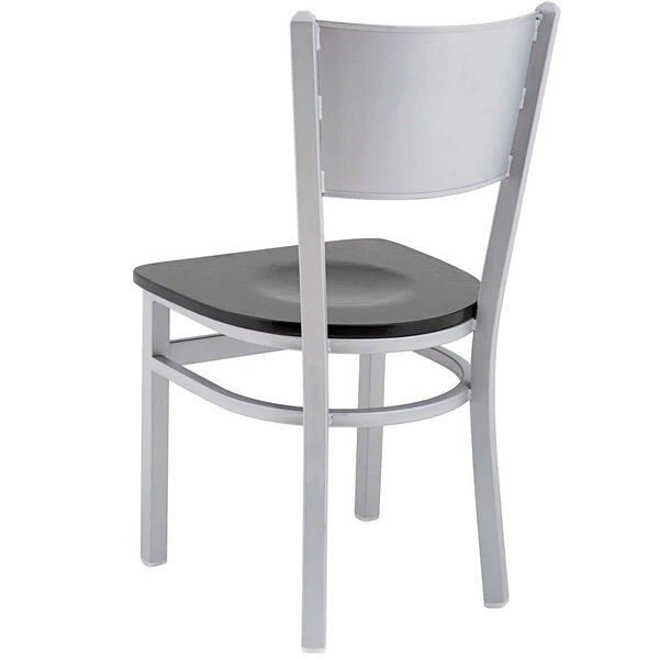 BFM Seating Axel Silver Mist Steel Side Chair With Black Wood Seat 3 BFM Seating Axel Silver Mist Steel Side Chair With Black Wood Seat - Image 3