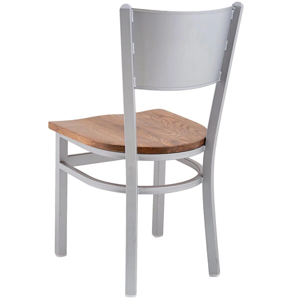 BFM Seating Axel Silver Mist Steel Side Chair With Autumn Ash Wood Seat 3 BFM Seating Axel Silver Mist Steel Side Chair With Autumn Ash Wood Seat - Image 3