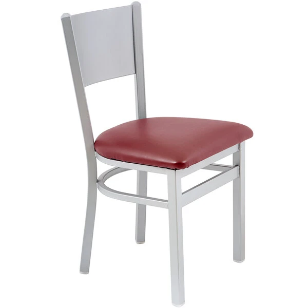 BFM Seating Axel Silver Mist Steel Side Chair With Burgundy Padded Vinyl Seat 2 BFM Seating Axel Silver Mist Steel Side Chair With Burgundy Padded Vinyl Seat - Image 2