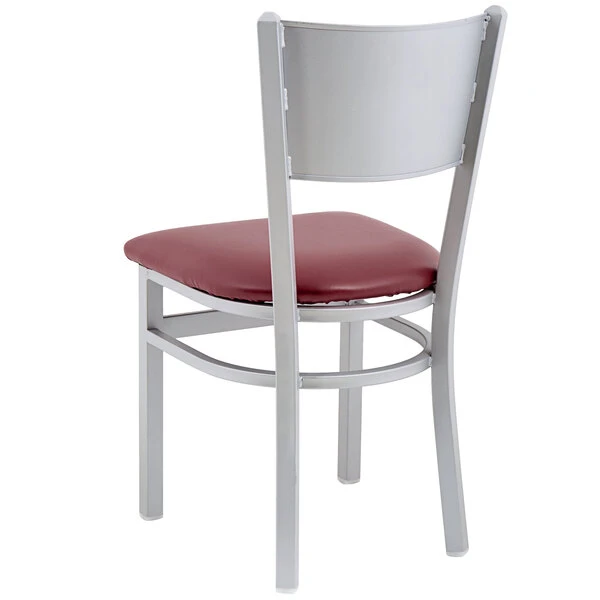BFM Seating Axel Silver Mist Steel Side Chair With Burgundy Padded Vinyl Seat 3 BFM Seating Axel Silver Mist Steel Side Chair With Burgundy Padded Vinyl Seat - Image 3