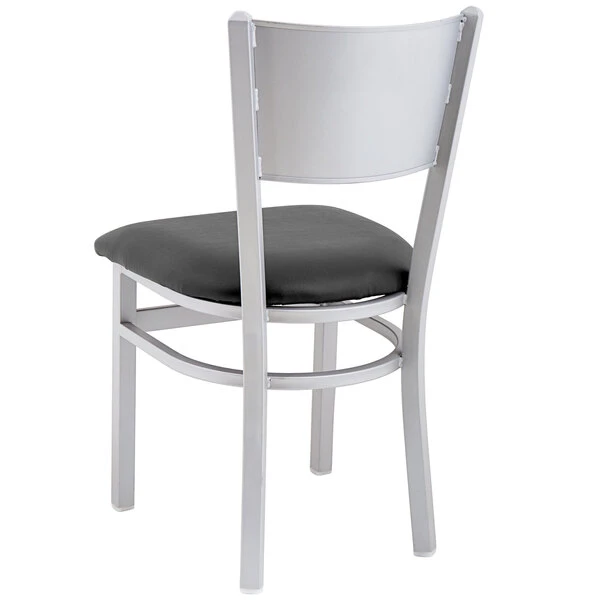 BFM Seating Axel Silver Mist Steel Side Chair With Black Padded Vinyl Seat 3 BFM Seating Axel Silver Mist Steel Side Chair With Black Padded Vinyl Seat - Image 3