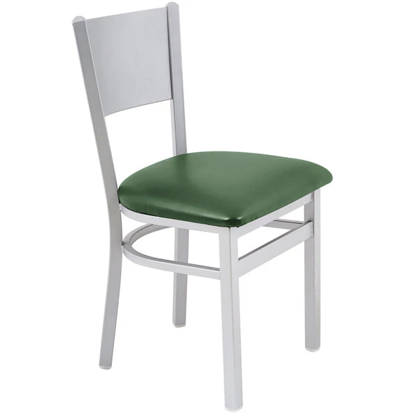 BFM Seating Axel Silver Mist Steel Side Chair With Green Padded Vinyl Seat 2 BFM Seating Axel Silver Mist Steel Side Chair With Green Padded Vinyl Seat - Image 2