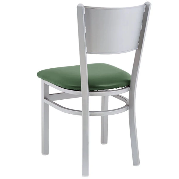 BFM Seating Axel Silver Mist Steel Side Chair With Green Padded Vinyl Seat 3 BFM Seating Axel Silver Mist Steel Side Chair With Green Padded Vinyl Seat - Image 3