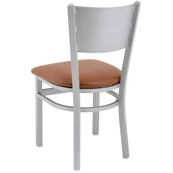 BFM Seating Axel Silver Mist Steel Side Chair With Light Brown Padded Vinyl Seat 3 BFM Seating Axel Silver Mist Steel Side Chair With Light Brown Padded Vinyl Seat - Image 3