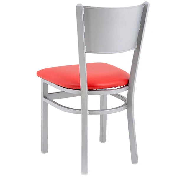 BFM Seating Axel Silver Mist Steel Side Chair With Red Padded Vinyl Seat 3 BFM Seating Axel Silver Mist Steel Side Chair With Red Padded Vinyl Seat - Image 3