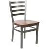 BFM Seating Lima Steel Side Chair With Ash Wooden Seat And Clear Coat Frame