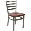 BFM Seating Lima Steel Side Chair With Mahogany Wooden Seat And Clear Coat Frame