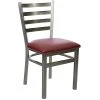 BFM Seating Lima Steel Side Chair With 2" Burgundy Vinyl Seat And Clear Coat Frame