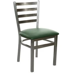 BFM Seating Lima Steel Side Chair With 2" Green Vinyl Seat And Clear Coat Frame