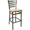 BFM Seating Lima Steel Bar Height Chair With Natural Wooden Seat And Clear Coat Frame