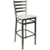 BFM Seating Lima Clear Coated Steel Ladder Back Barstool With Relic Antique Wash Seat