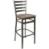 BFM Seating Lima Clear Coated Steel Ladder Back Barstool With Relic Knotty Pine Seat