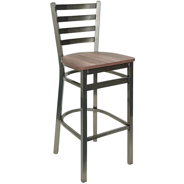 BFM Seating Lima Clear Coated Steel Ladder Back Barstool With Relic Knotty Pine Seat 1 BFM Seating Lima Clear Coated Steel Ladder Back Barstool With Relic Knotty Pine Seat