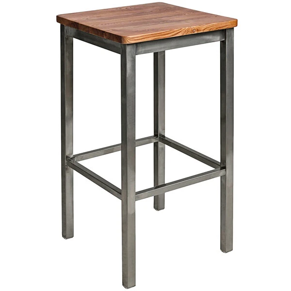 BFM Seating Trent Sand Clear Coated Steel Bar Stool With Autumn Ash Wooden Seat 1 BFM Seating Trent Sand Clear Coated Steel Bar Stool With Autumn Ash Wooden Seat