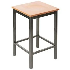 BFM Seating Trent Clear Coated Steel Bar Height Bar Stool With Natural Wooden Seat