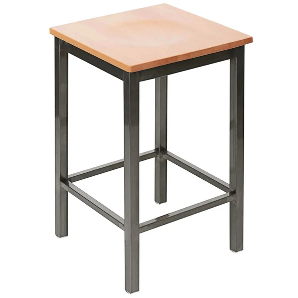 BFM Seating Trent Clear Coated Steel Bar Height Bar Stool With Natural Wooden Seat 1 BFM Seating Trent Clear Coated Steel Bar Height Bar Stool With Natural Wooden Seat