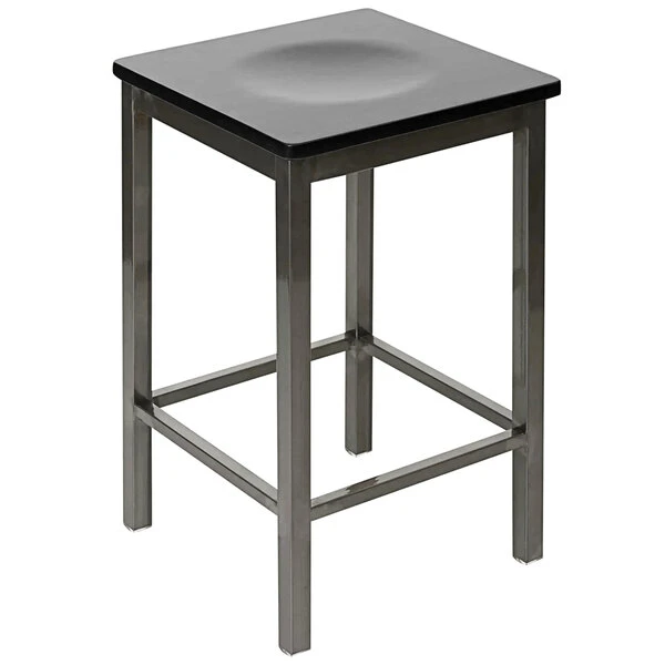 BFM Seating Trent Clear Coated Steel Counter Height Bar Stool With Black Wooden Seat 1 BFM Seating Trent Clear Coated Steel Counter Height Bar Stool With Black Wooden Seat