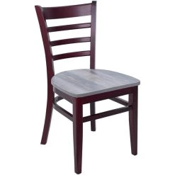 BFM Seating Berkeley Dark Mahogany Beechwood Ladder Back Side Chair With Relic Chestnut Seat