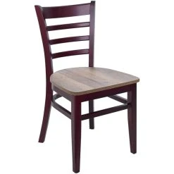 BFM Seating Berkeley Dark Mahogany Beechwood Ladder Back Side Chair With Relic Knotty Pine Seat