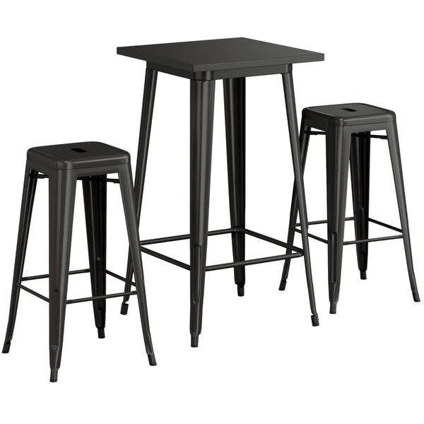 LT&S Alloy Series Lancaster Table & Seating Alloy Series 24" X 24" Black Outdoor Bar Height Table With Two Barstools 2 LT&S Alloy Series Lancaster Table & Seating Alloy Series 24" X 24" Black Outdoor Bar Height Table With Two Barstools - Image 2