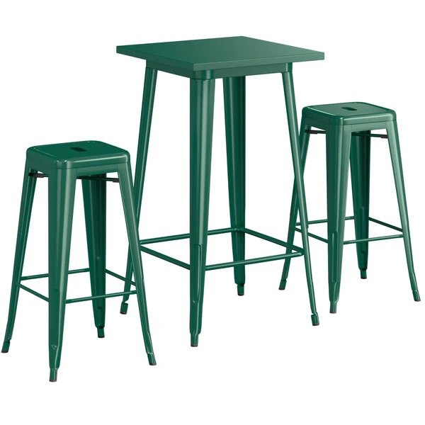 LT&S Alloy Series Lancaster Table & Seating Alloy Series 24" X 24" Emerald Outdoor Bar Height Table With Two Barstools 2 LT&S Alloy Series Lancaster Table & Seating Alloy Series 24" X 24" Emerald Outdoor Bar Height Table With Two Barstools - Image 2