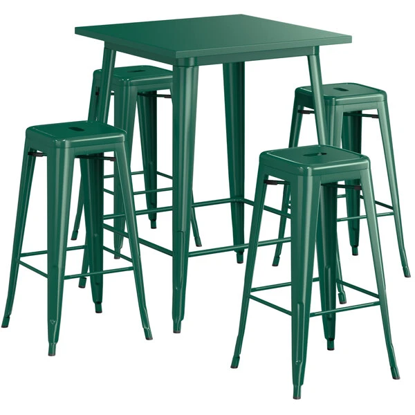 LT&S Alloy Series Lancaster Table & Seating Alloy Series 32" X 32" Emerald Outdoor Bar Height Table With Four Barstools 2 LT&S Alloy Series Lancaster Table & Seating Alloy Series 32" X 32" Emerald Outdoor Bar Height Table With Four Barstools - Image 2