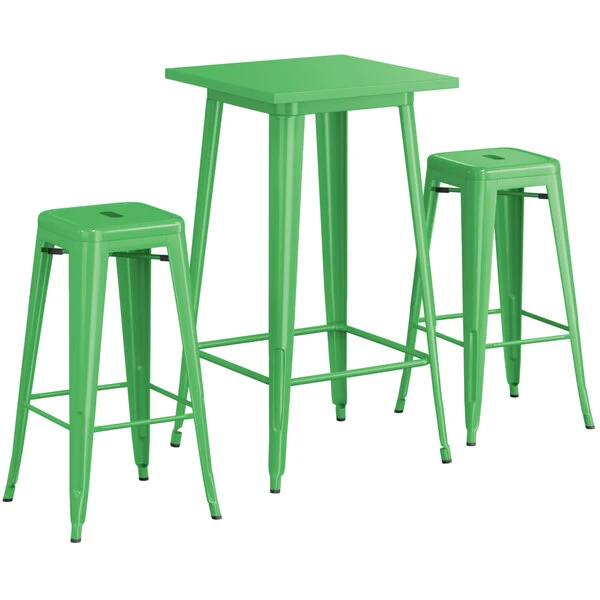 LT&S Alloy Series Lancaster Table & Seating Alloy Series 24" X 24" Green Outdoor Bar Height Table With Two Barstools 2 LT&S Alloy Series Lancaster Table & Seating Alloy Series 24" X 24" Green Outdoor Bar Height Table With Two Barstools - Image 2