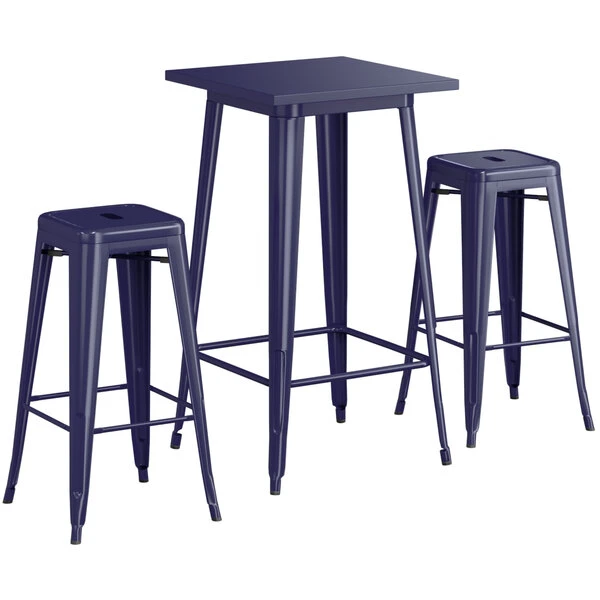 LT&S Alloy Series Lancaster Table & Seating Alloy Series 24" X 24" Navy Outdoor Bar Height Table With Two Barstools 2 LT&S Alloy Series Lancaster Table & Seating Alloy Series 24" X 24" Navy Outdoor Bar Height Table With Two Barstools - Image 2