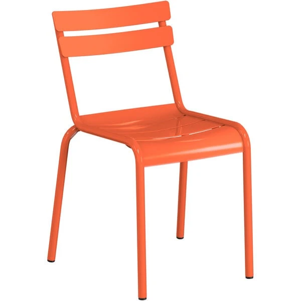 Lancaster Table & Seating 32" X 32" Orange Powder-Coated Aluminum Standard Height Outdoor Table With Umbrella Hole And 4 Side Chairs 3 Lancaster Table & Seating 32" X 32" Orange Powder-Coated Aluminum Standard Height Outdoor Table With Umbrella Hole And 4 Side Chairs - Image 3