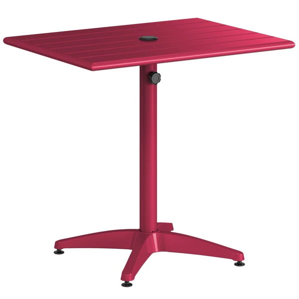 Lancaster Table & Seating 24" X 32" Sangria Powder-Coated Aluminum Standard Height Outdoor Table With Umbrella Hole And 2 Side Chairs 4 Lancaster Table & Seating 24" X 32" Sangria Powder-Coated Aluminum Standard Height Outdoor Table With Umbrella Hole And 2 Side Chairs - Image 4