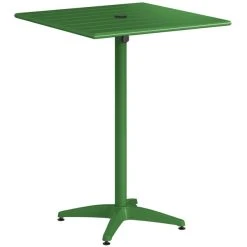 Lancaster Table & Seating 32" X 32" Green Powder-Coated Aluminum Bar Height Outdoor Table With Umbrella Hole And 4 Barstools -Zown Shop 2342595