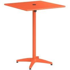 Lancaster Table & Seating 32" X 32" Orange Powder-Coated Aluminum Bar Height Outdoor Table With Umbrella Hole And 4 Barstools -Zown Shop 2342597