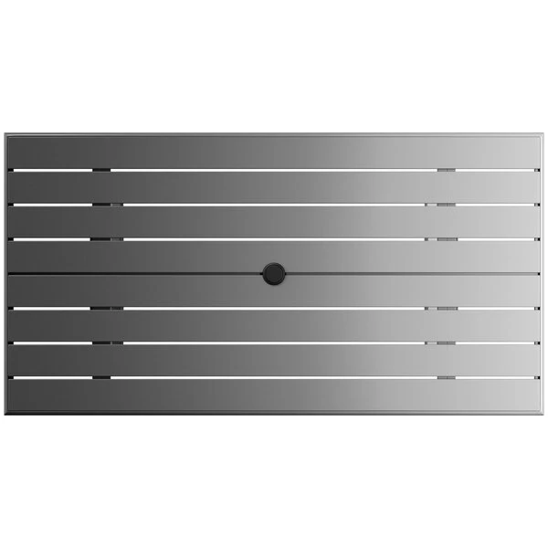 Lancaster Table & Seating 32" X 60" Matte Gray Powder-Coated Aluminum Dining Height Outdoor Table With Umbrella Hole And 6 Side Chairs 5 Lancaster Table & Seating 32" X 60" Matte Gray Powder-Coated Aluminum Dining Height Outdoor Table With Umbrella Hole And 6 Side Chairs - Image 5