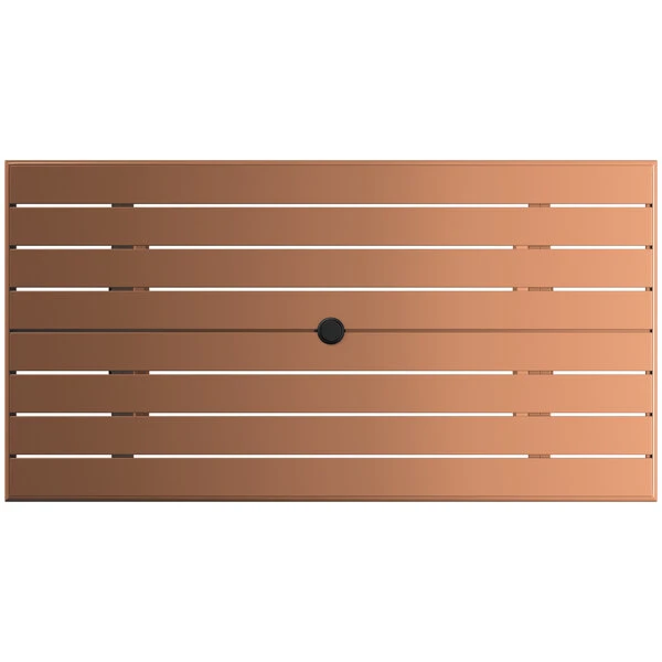 Lancaster Table & Seating 32" X 60" Brown Powder-Coated Aluminum Dining Height Outdoor Table With Umbrella Hole And 4 Arm Chairs 5 Lancaster Table & Seating 32" X 60" Brown Powder-Coated Aluminum Dining Height Outdoor Table With Umbrella Hole And 4 Arm Chairs - Image 5